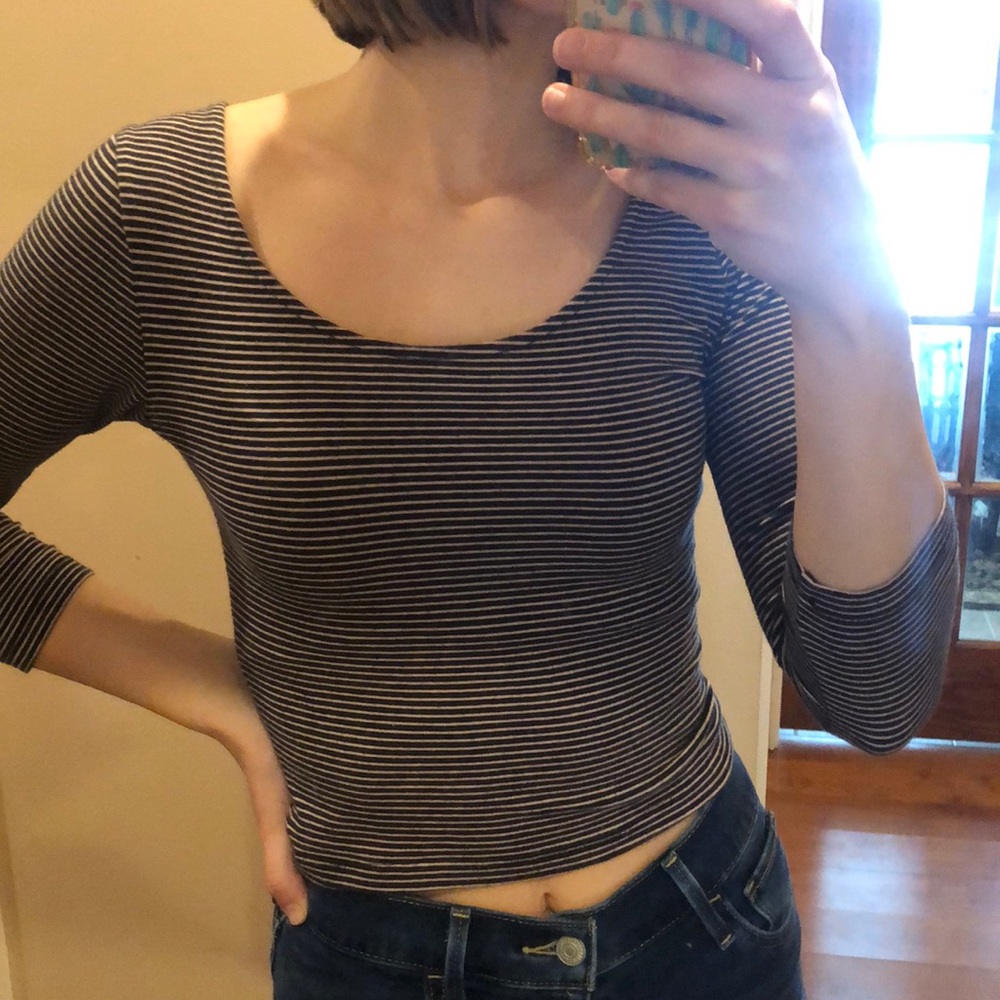 Cropped Forever 21 striped long sleeve! Size S